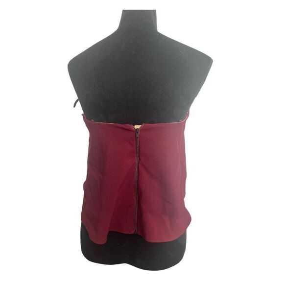 Revolve Likely Tearose Strapless Bandeau Top Burgundy - Picture 3 of 9